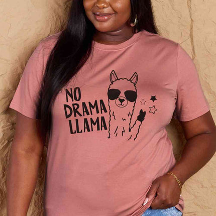 Simply Love Full Size NO DRAMA LLAMA Graphic Cotton Tee