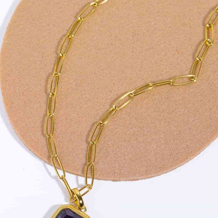 Zircon 18K Gold-Plated Geometrical Shape Pendant Necklace