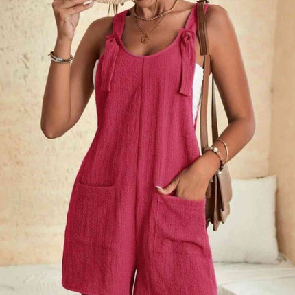 Full Size Scoop Neck Romper with Pockets