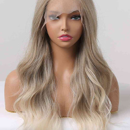 13*2" Lace Front Wigs Synthetic Long Wave 24" 150% Density in Medium Blonde Highlights