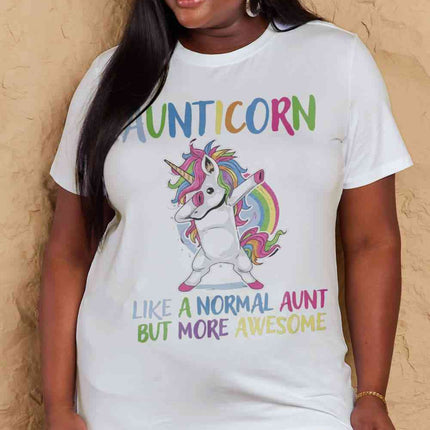 Simply Love Full Size AUNTICORN LIKE A NORMAL AUNT BUT MORE AWESOME Graphic Cotton Tee