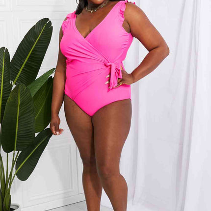 Marina West Swim Full Size Float On Ruffle Faux Wrap One-Piece in Pink