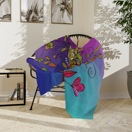 Uniquely You Velveteen Throw Blanket, Multicolor Wild Peacocks Print, v2