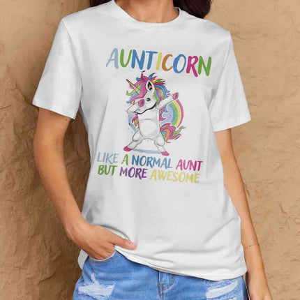 Simply Love Full Size AUNTICORN LIKE A NORMAL AUNT BUT MORE AWESOME Graphic Cotton Tee