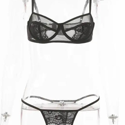 Conjunto de lencería sexy de encaje transpirable para mujer 