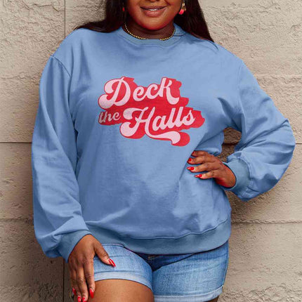 Simply Love Full Size DECK THE HALLS Graphic Sweatshirt