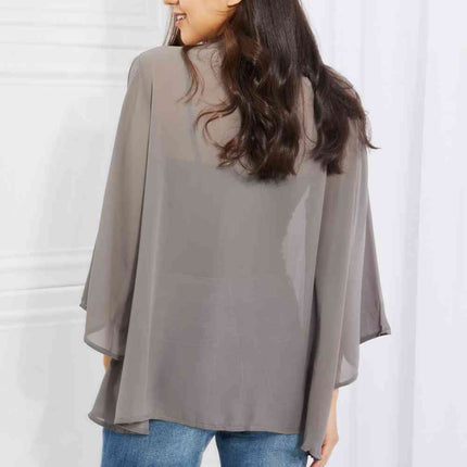 Melody Just Breathe Full Size Chiffon Kimono in Grey