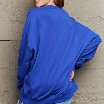 Simply Love Full Size Flower Slogan Graphic Sweatshirt