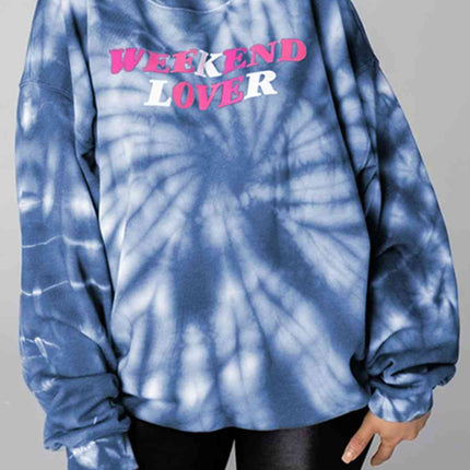 WEEKEND LOVER Graphic Tie-Dye Sweatshirt