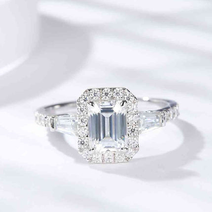 1 Carat Moissanite Geometric 925 Sterling Silver Ring