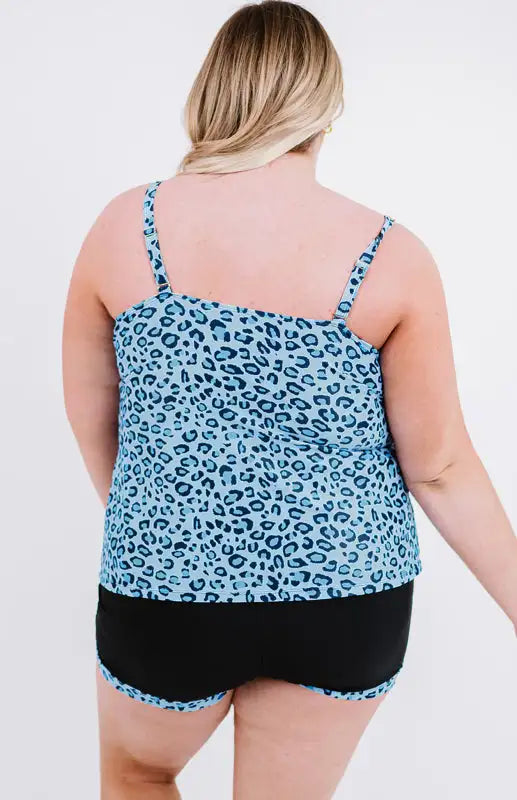 Conjunto de tankini de leopardo floral de talla grande 