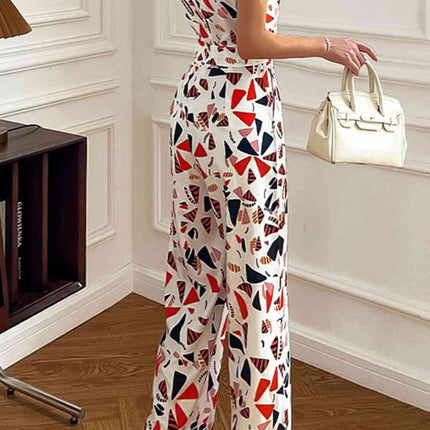 Printed Surplice Neck Sleeveless Jumpsuit