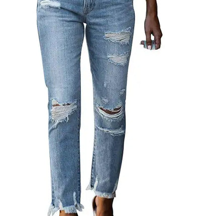 Women's Solid Zip-Fly Shredded Skinny Jeans