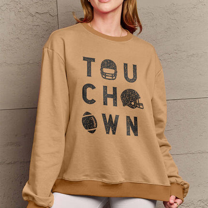 Simply Love Full Size TOUCHDOWN Long Sleeve Sweatshirt