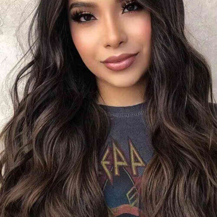 13*2" Lace Front Wigs Synthetic Long Wave 26" Heat Safe 150% Density in Brown