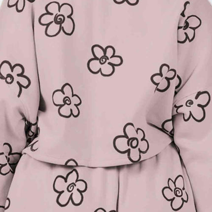 Floral Dropped Shoulder Sweatshirt and Shorts Set