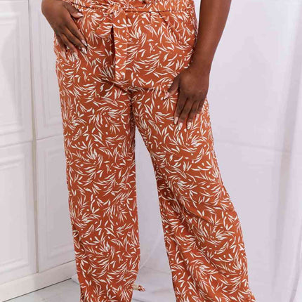 Heimish Right Angle Full Size Geometric Printed Pants in Red Orange