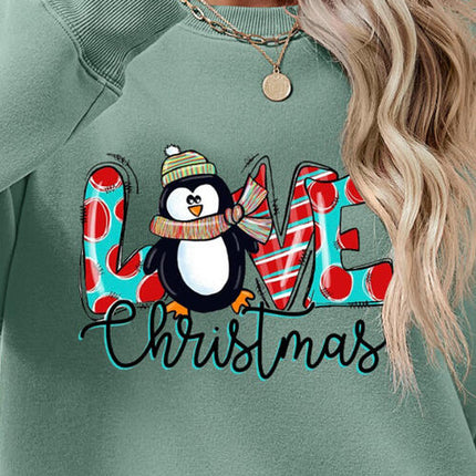 LIVE CHRISTMAS Drop Shoulder Round Neck Sweatshirt