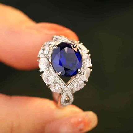 5 Carat Lab-Grown Sapphire Platinum-Plated Ring