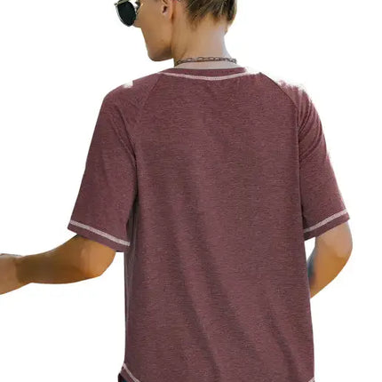 Ladies Summer Fashion Round Neck Loose Short Sleeve T-Shirt Tops