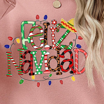 FELIZ NAVIDAD Round Neck Drop Shoulder Sweatshirt