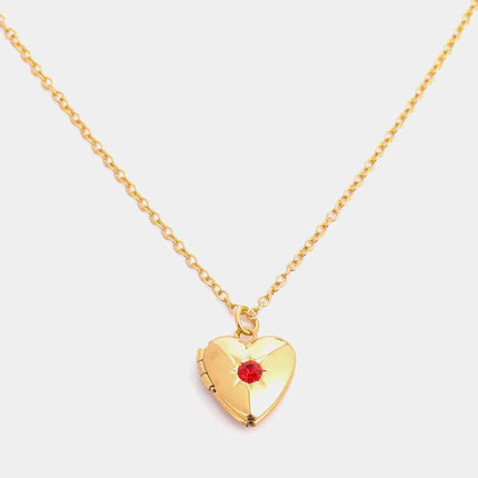 Zircon Heart Shape 14K Gold-Plated Pendant Necklace