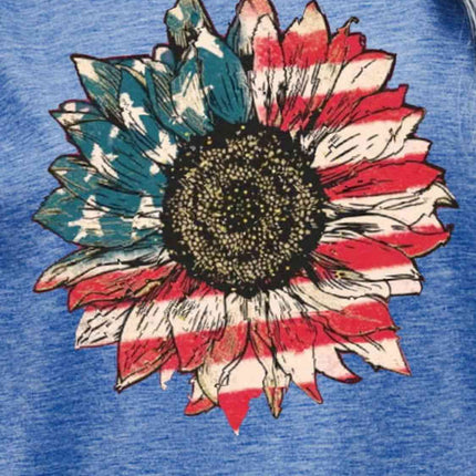US Flag Flower Graphic Tee