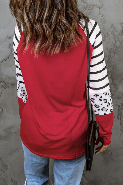 Heart Striped Raglan Sleeve T-Shirt