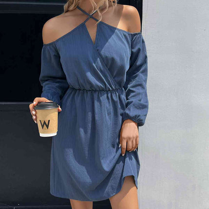 Cold-Shoulder Crisscross Mini Dress