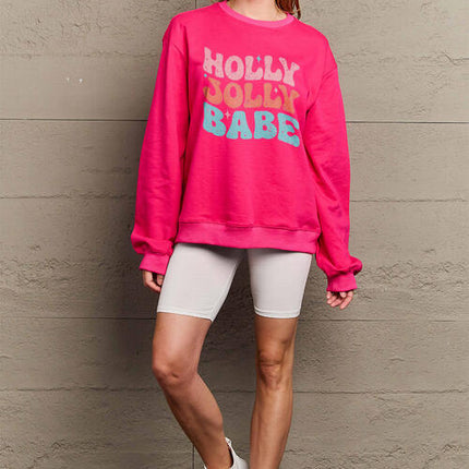 Simply Love Full Size HOLLY JOLLY BABE Long Sleeve Sweatshirt