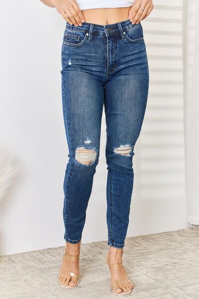 Judy Blue Full Size High Waist Distressed Slim Jeans