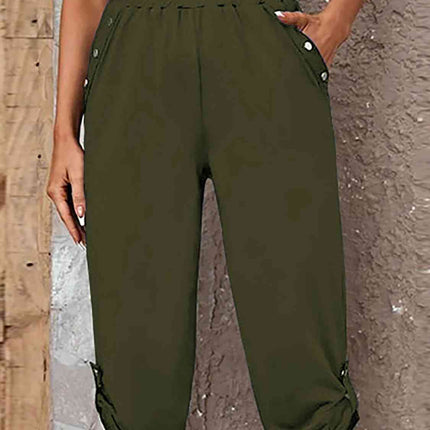 Full Size Roll-Tab Capris Pants