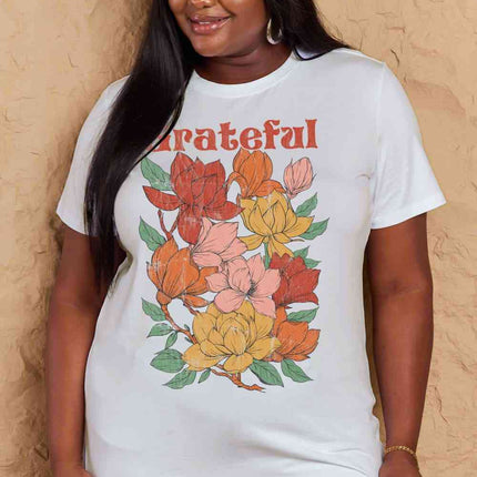 Simply Love Full Size GRATEFUL Flower Graphic Cotton T-Shirt