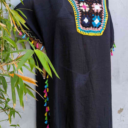 Tassel Detail Embroidery Dress