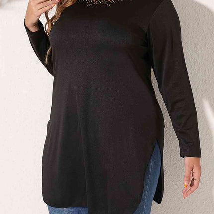 Plus Size Slit Long Sleeve T-Shirt