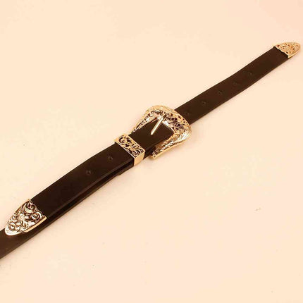 Double Buckle PU Leather Belt