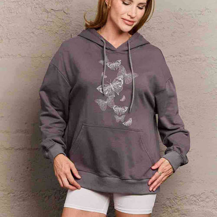 Simply Love Simply Love Full Size Dropped Shoulder Butterfly Graphic Hoodie