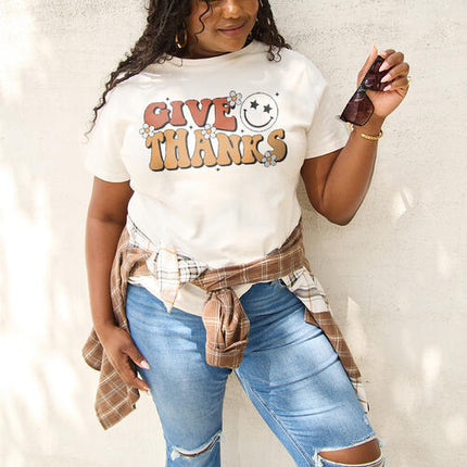 Simply Love Full Size GIVE THANKS Short Sleeve T-Shirt