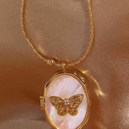 Butterfly Shell Pendant Copper Necklace