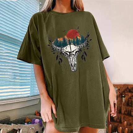 Camiseta de manga corta con estampado Western Bullhead para mujer 