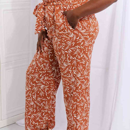 Heimish Right Angle Full Size Geometric Printed Pants in Red Orange
