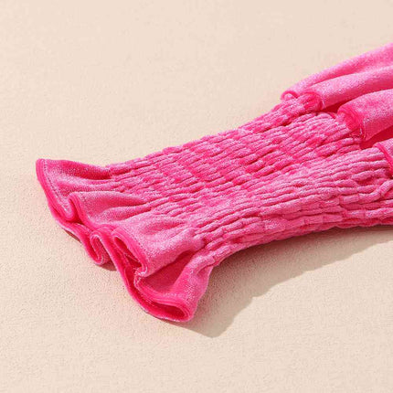 Smocked Round Neck Long Sleeve Dress - Vickie Lynn's