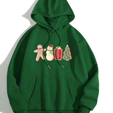 Graphic Drawstring Hoodie with Pocket