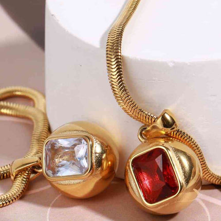 Zircon 18K Gold-Plated Geometrical Shape Pendant Necklace