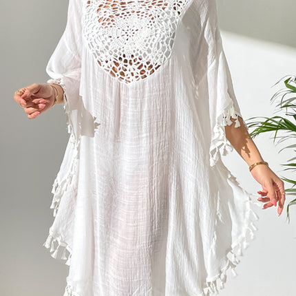 Tassel Cutout Scoop Neck Cover-Up Dress