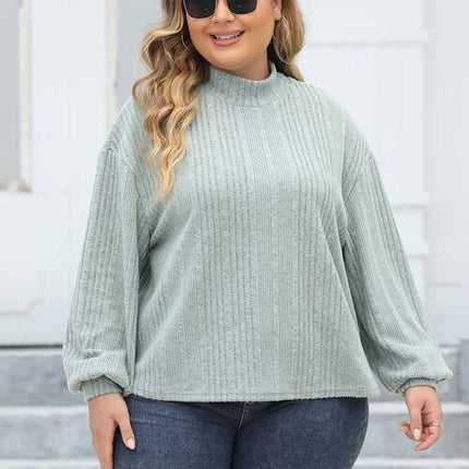 Plus Size Mock Neck Long Sleeve Knit Top