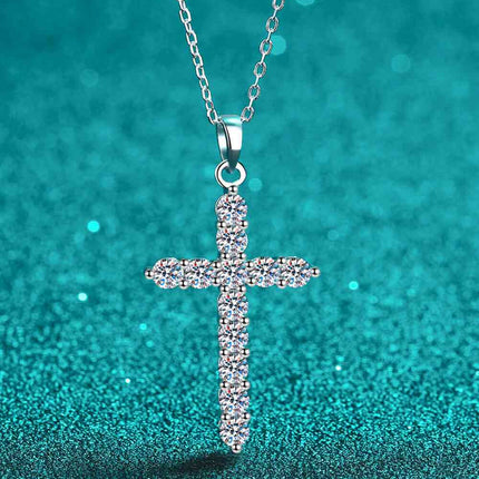 Adored 925 Sterling Silver Cross Moissanite Necklace