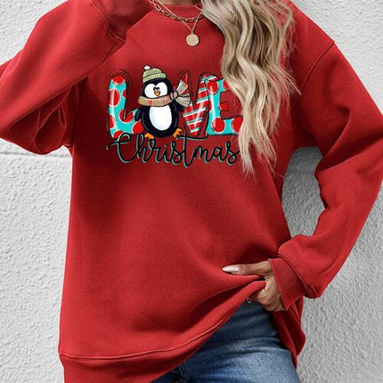 LIVE CHRISTMAS Drop Shoulder Round Neck Sweatshirt
