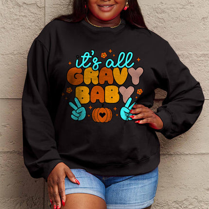 Simply Love Full Size IT'S ALL GRAVY BABY Long Sleeve Sweatshirt