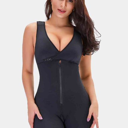 Full Size Lace Trim Shapewear with Zipper